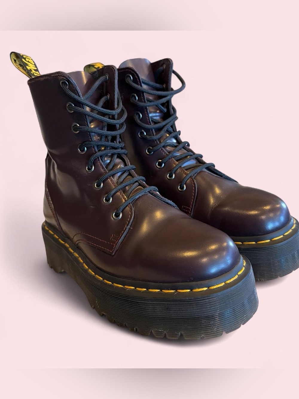 Dr. Martens Platform Lace-Up Boots in Dark Burgundy